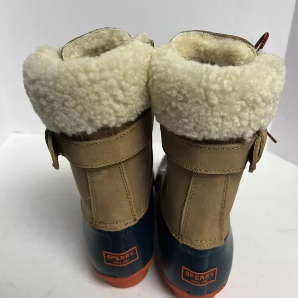 Sperry Womens Shearwater Winter Boot Tan/Navy 6.5 M